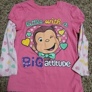 Curious George Pink Long Sleeve Tee for Kids